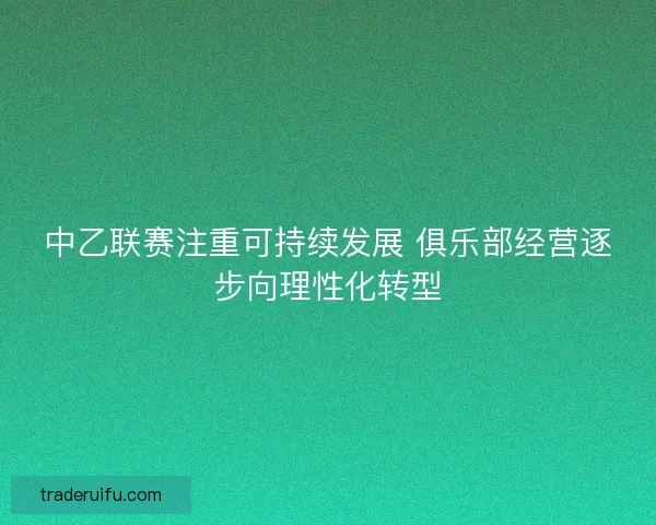 中乙联赛注重可持续发展 俱乐部经营逐步向理性化转型
