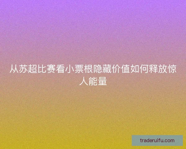 从苏超比赛看小票根隐藏价值如何释放惊人能量 从苏超比赛看小票根隐藏价值如何释放惊人能量